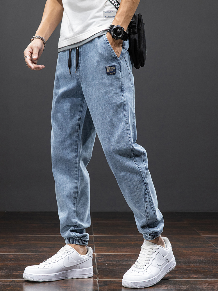 Spring Summer Black Blue Cargo Jeans Men Streetwear Denim Jogger Pants Men Baggy Harem