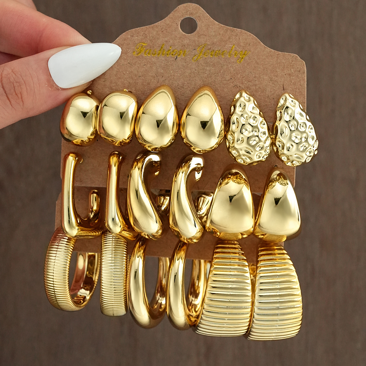 18Pcs/Set Vintage Punk Waterdrop Hoop Earring for Women Fashion Gold Silver Color