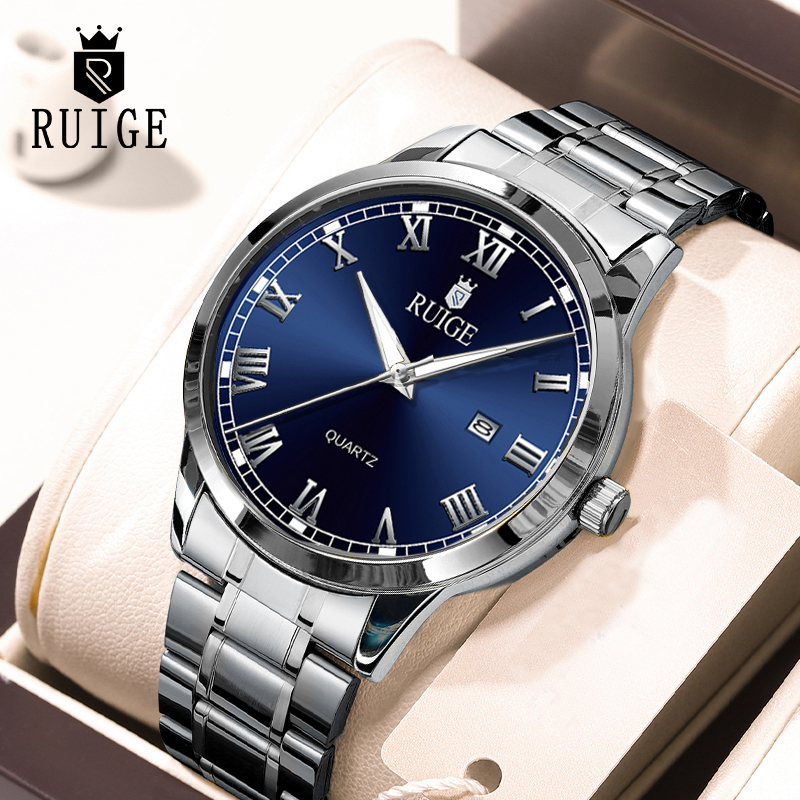 RUIGE Fashion Men's Watch Roman Scale Minimalist Men's Famous Watch Night Glow Waterproof