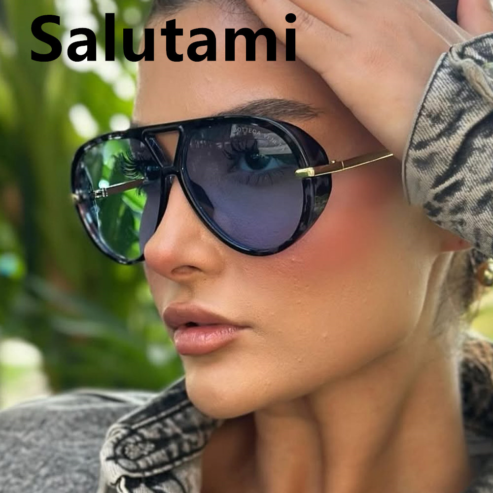 Vintage Thick Frame Alloy Cat Eye Sunglasses for Women Fashion Blue Green Sun Glasses