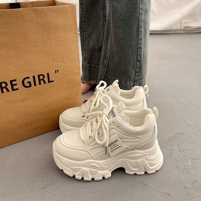 Platform Women Sneakers Autumn Increased Wear-resistant Vulcanized Shoes Fashion Lace-up